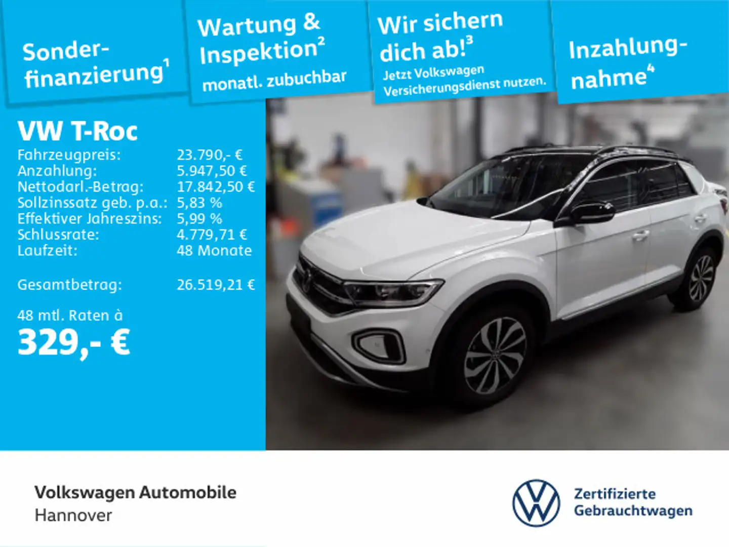 Volkswagen T-Roc 1.0 TSI Style ACC DigCockpit Navi PDC SHZ Weiß - 1