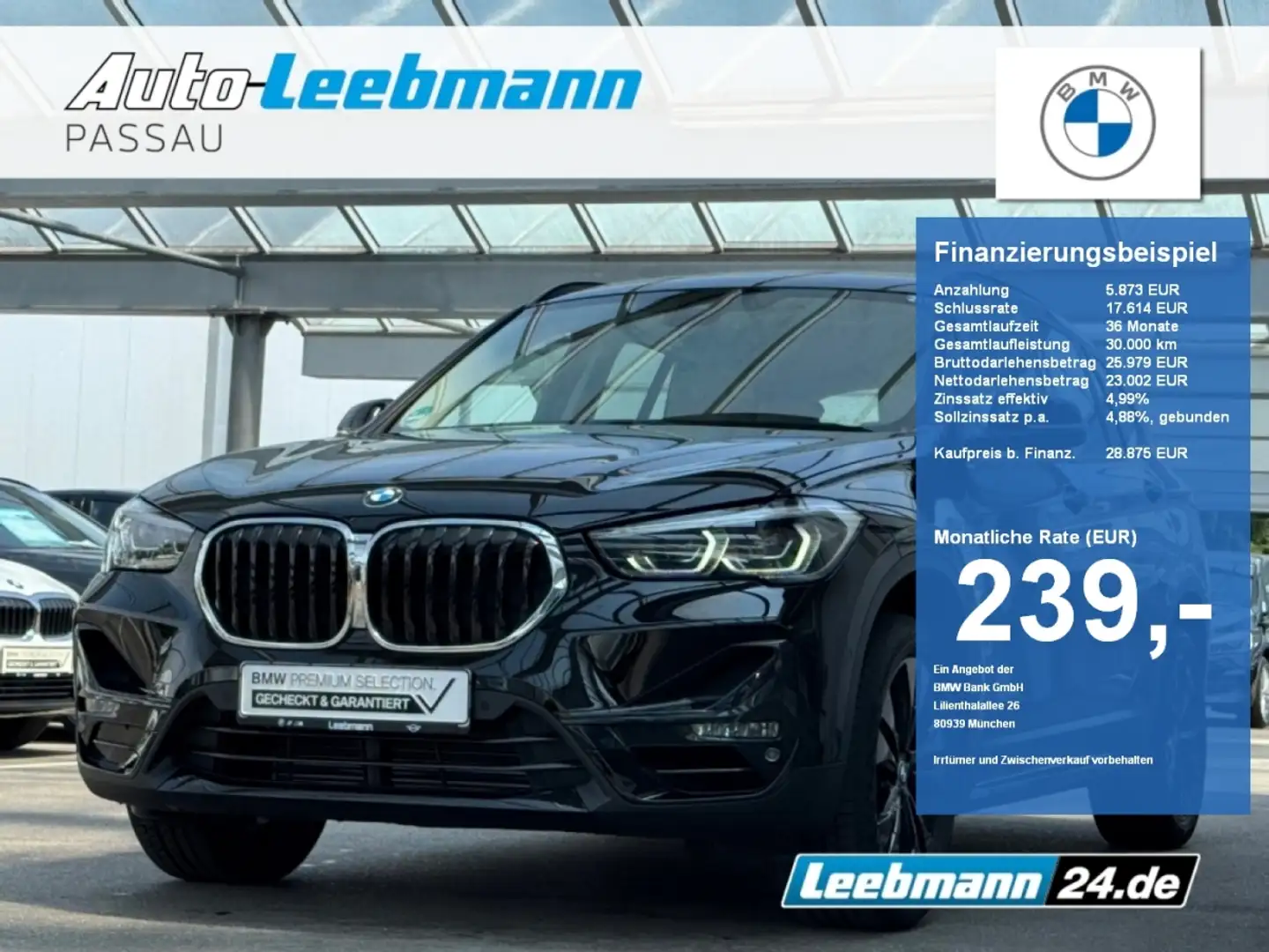 BMW X1 sDrive20i DKG Sport Line NAVI 2 JAHRE GARANTIE Czarny - 1