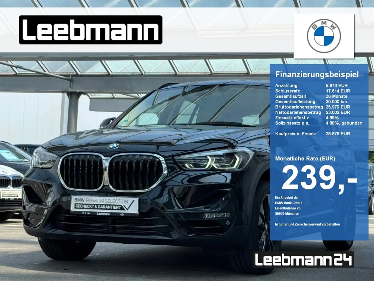 BMW X1 sDrive20i DKG Sport Line NAVI 2 JAHRE GARANTIE Zwart - 1