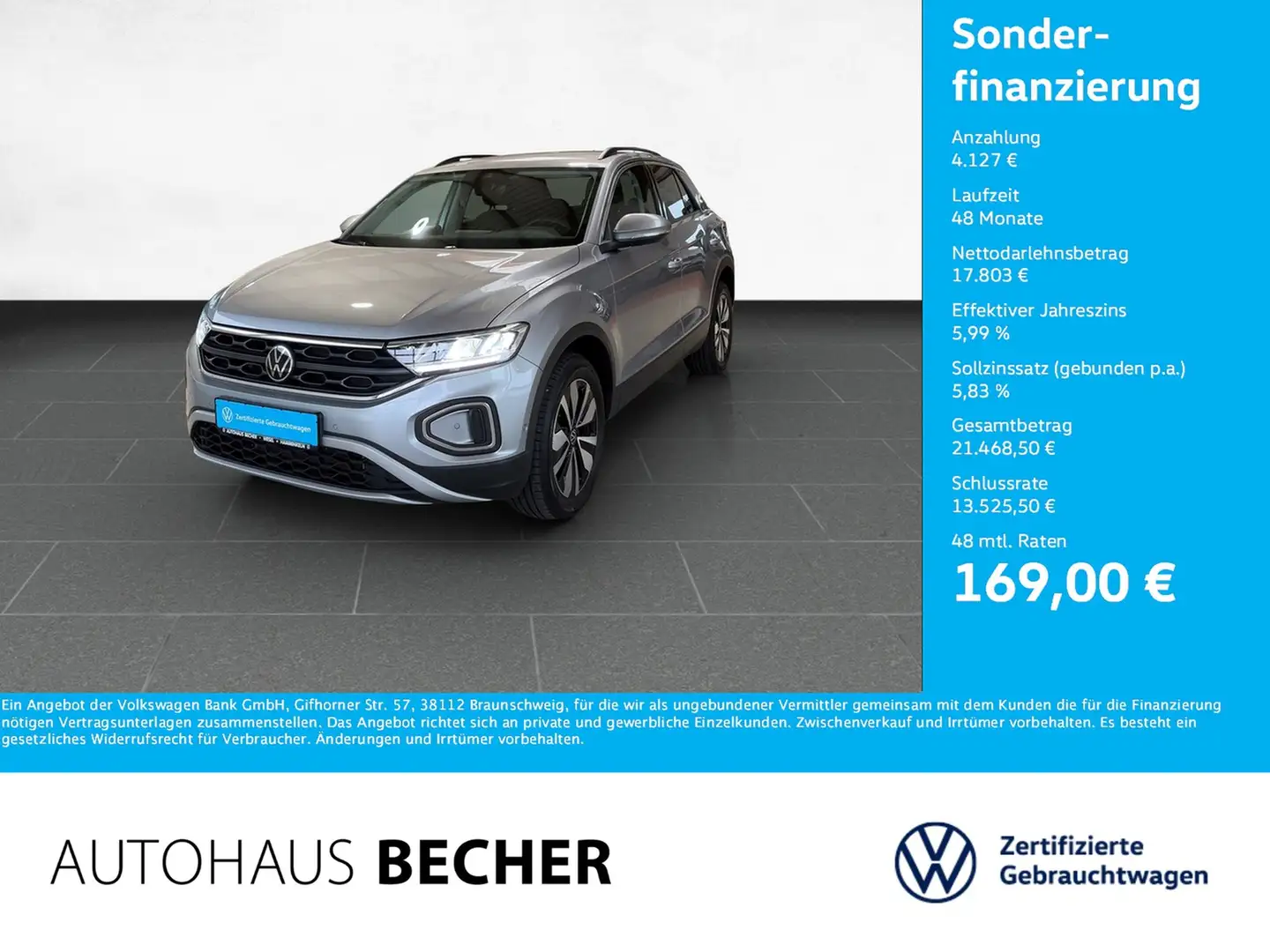 Volkswagen T-Roc Life 1.0 TSI 6-Gang /Rückfahrk/LED/Sitzhz Argent - 1