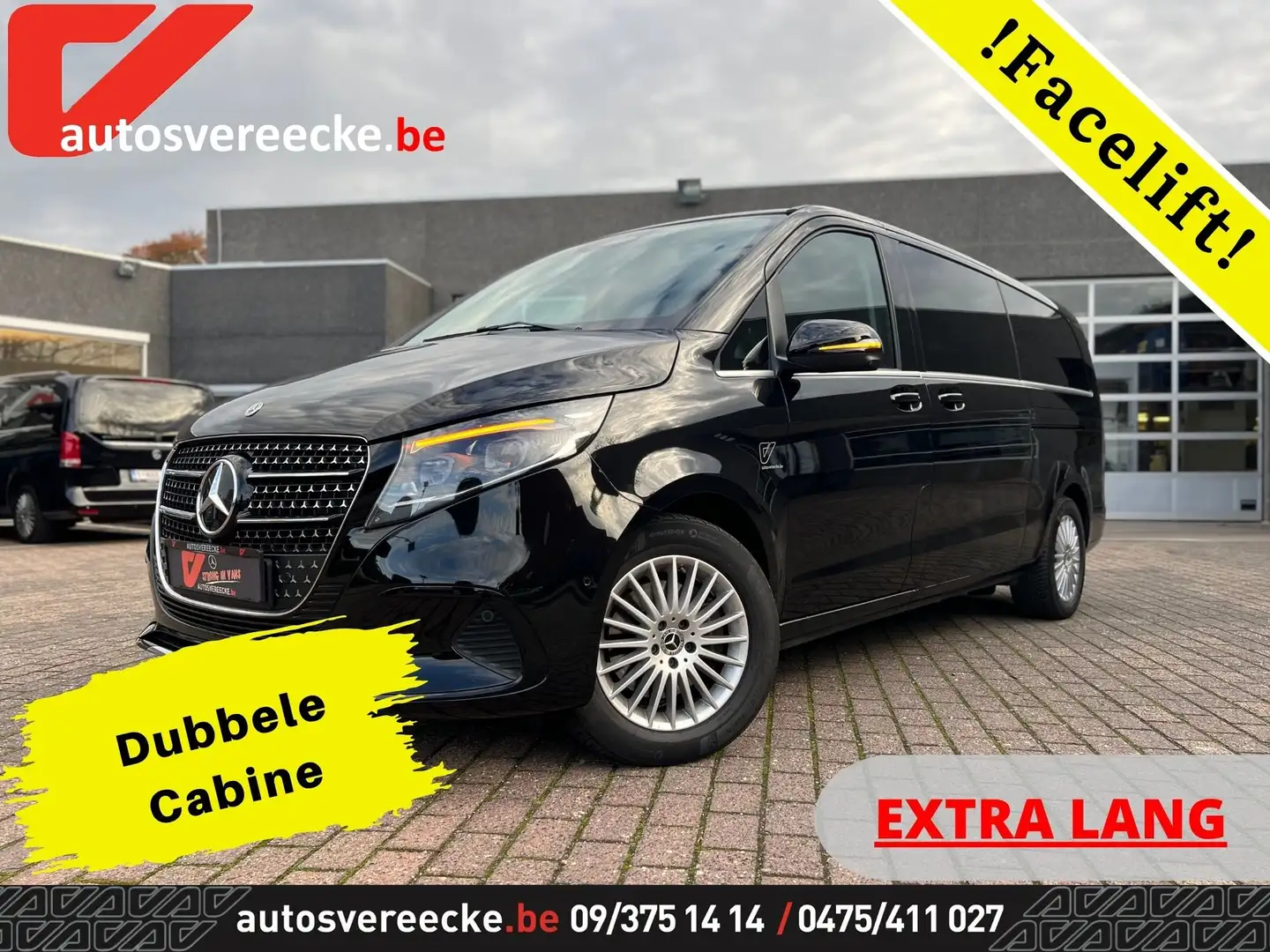 Mercedes-Benz V 300 L3 (64.250€ex) DUB CABINE | 4 MATIC | 360camera Zwart - 1