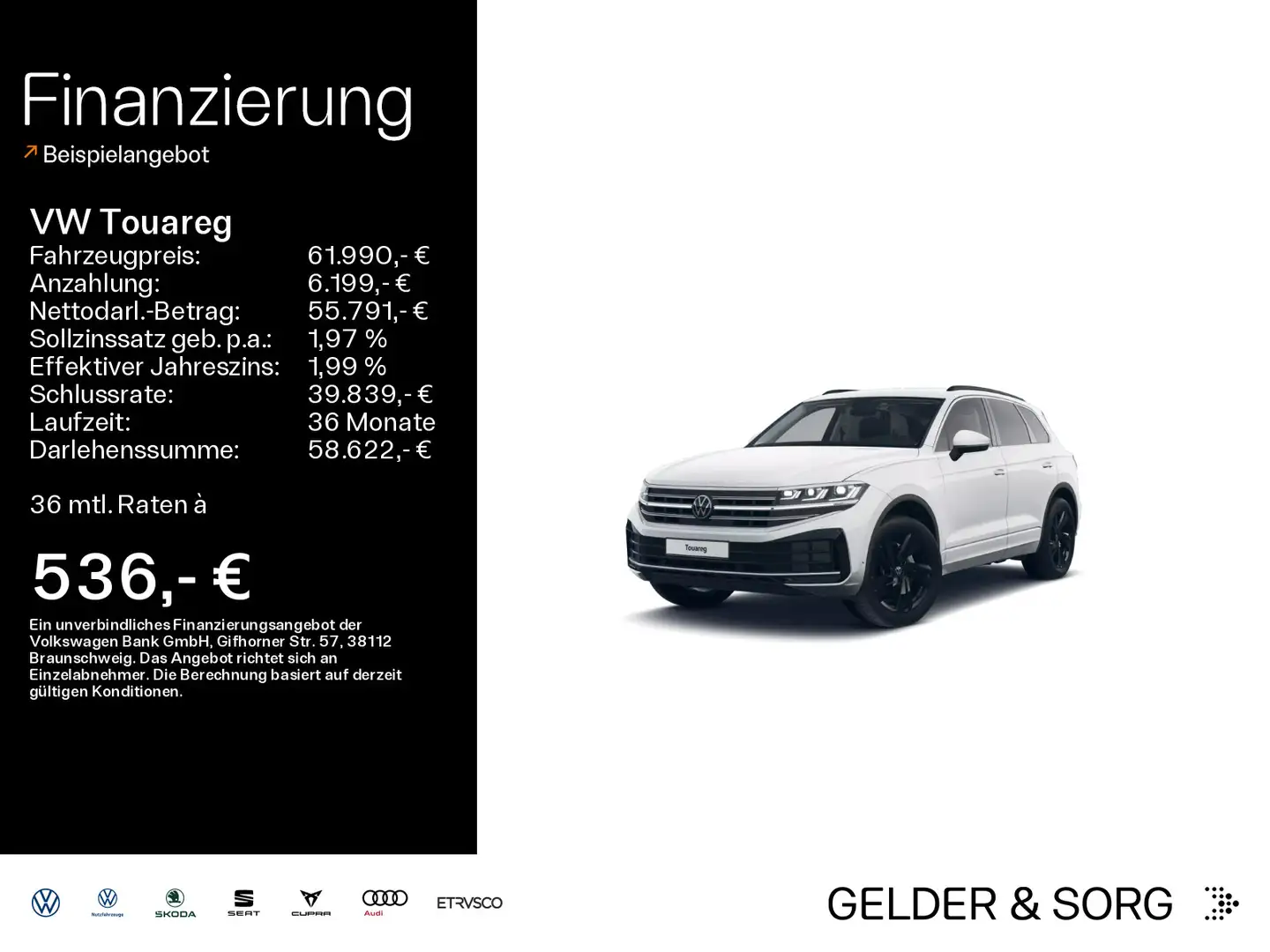 Volkswagen Touareg Elegance 3.0 TDI Stand*Matrix*RFK*ACC Wit - 1