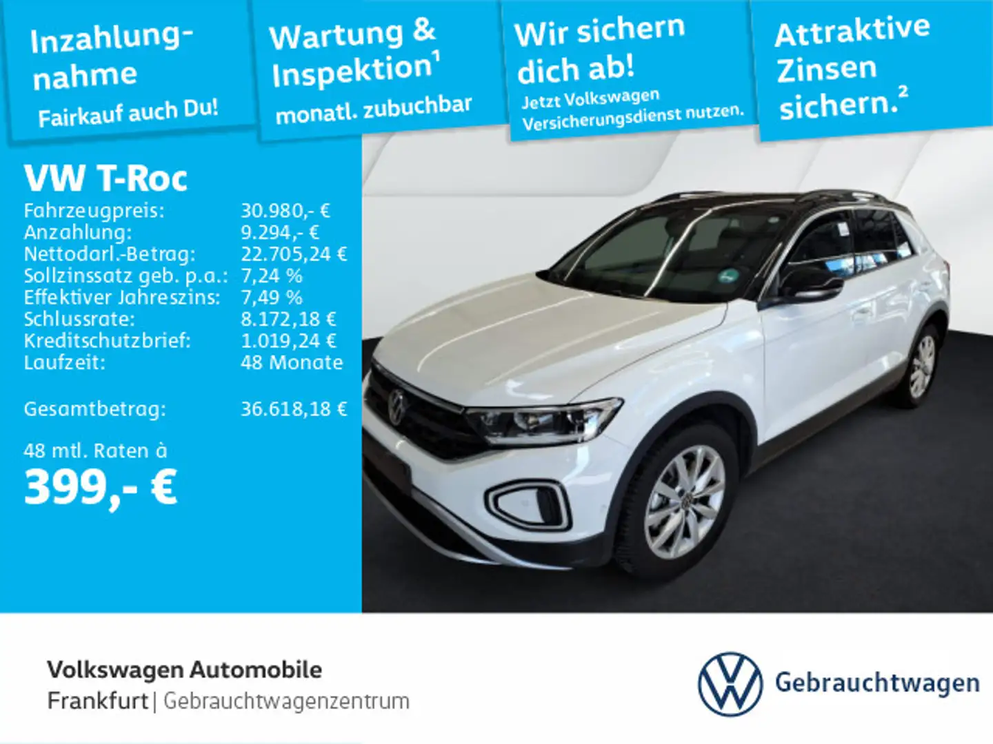 Volkswagen T-Roc 2.0 TDI DSG Goal Navi LEDPlus DAB+ FrontAs Weiß - 1