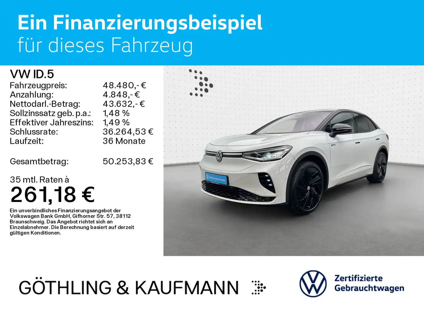 Volkswagen ID.5 GTX 4M UPE73.410*Wärme*PANO*AHK*KAM*HUD*21Z Weiß - 2