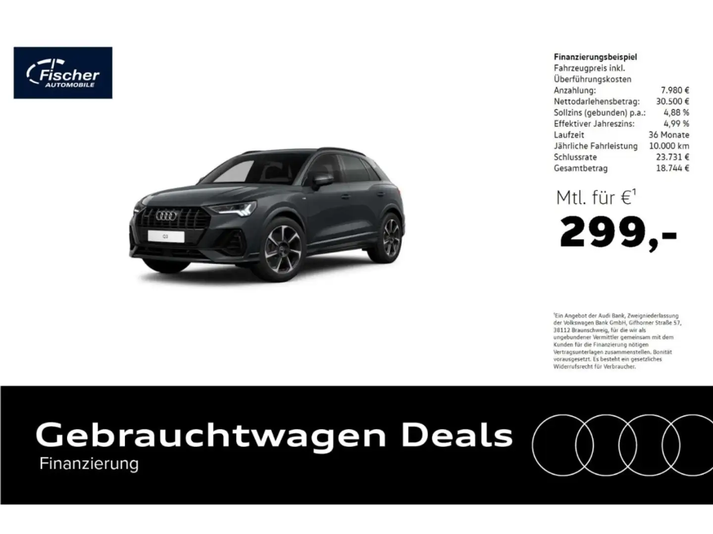 Audi Q3 40 TDI quattro S line AHK/Leder/NAV/Virt/19'' Grau - 1