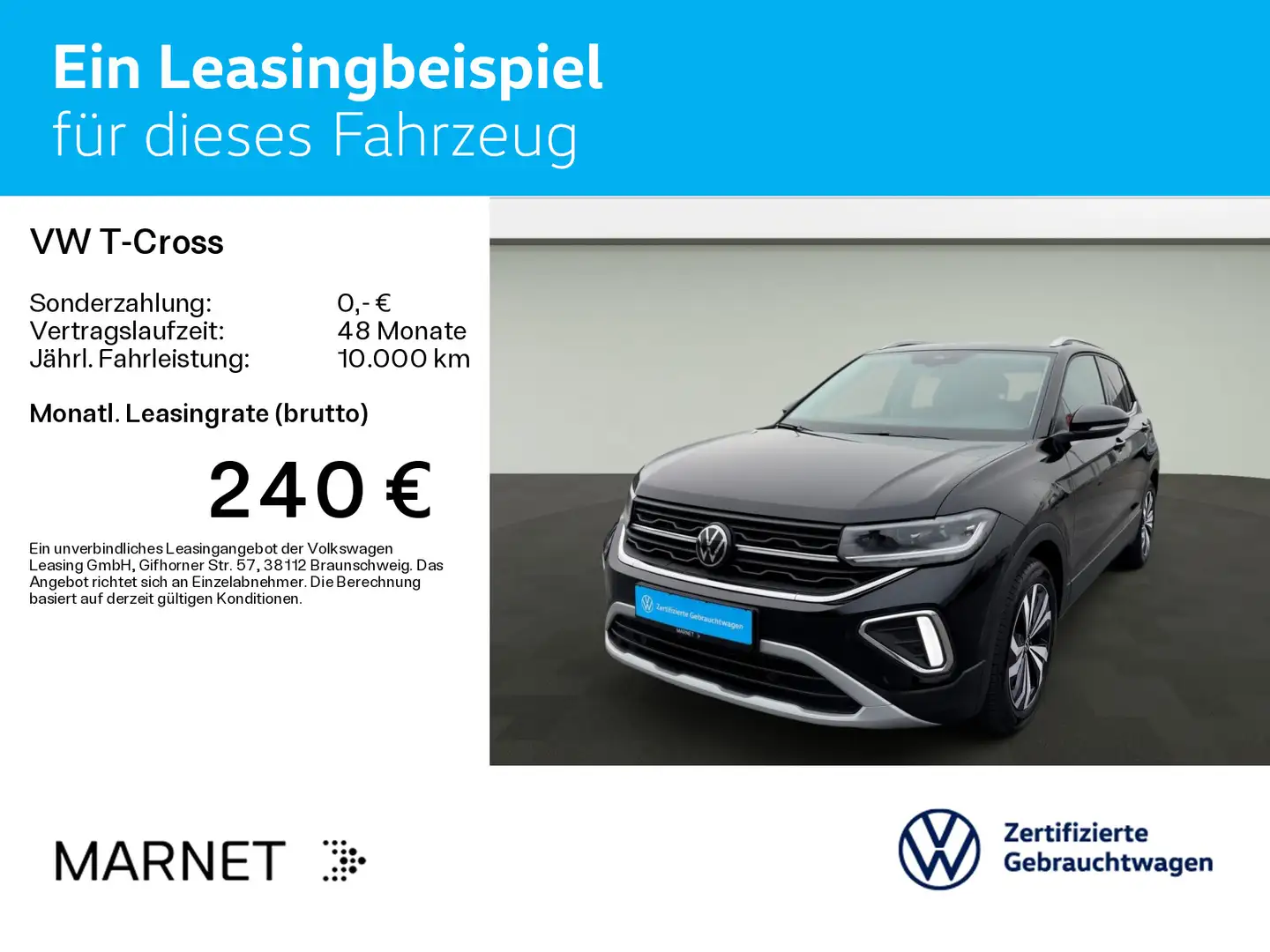Volkswagen T-Cross 1.0 TSI DSG Style*AppConnect*Navi*Klima Noir - 2