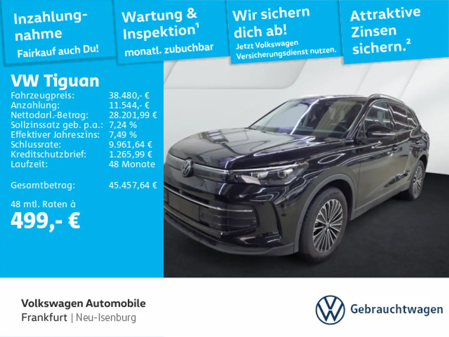 Volkswagen Tiguan 2.0 TDI DSG Goal Navi AHK Sprachassistent Schwarz - 1