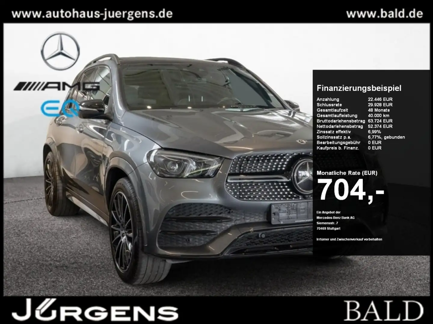Mercedes-Benz GLE 450 4M AMG-Sport/360/Pano/AHK/HUD/Sitzklima Grau - 1