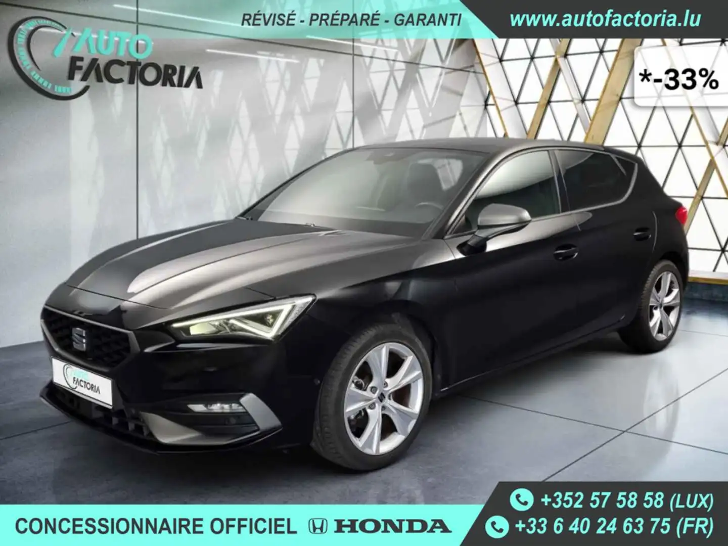 SEAT Leon -33% 1.5 TSI 150 BVA FR+GPS+CAM+PARK ASSIST+Opts Noir - 1