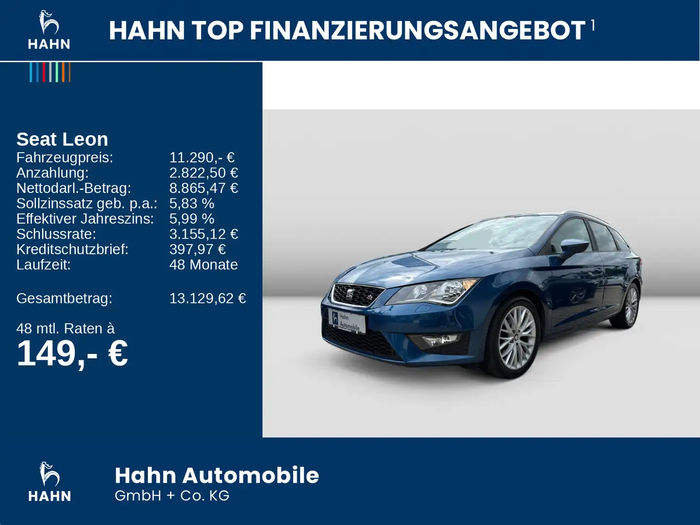 SEAT Leon Sportstourer 1.4TSI FR SHZ GRA PDC/h Bleu - 2