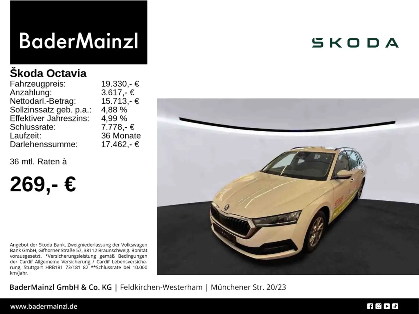 Skoda Octavia Combi 2.0 TDI DSG Ambition AHK Navi LED Weiß - 1