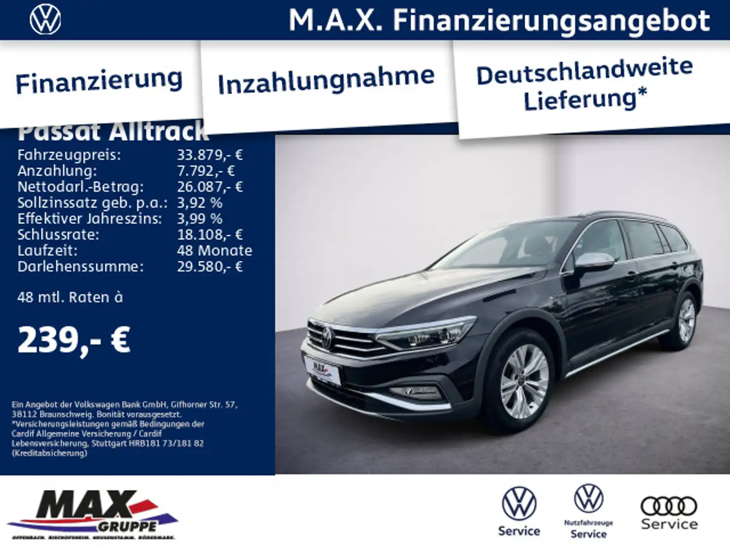 Volkswagen Passat Alltrack Passat Variant Alltrack 2.0 TDI DSG 4M MATRIX LE Schwarz - 1