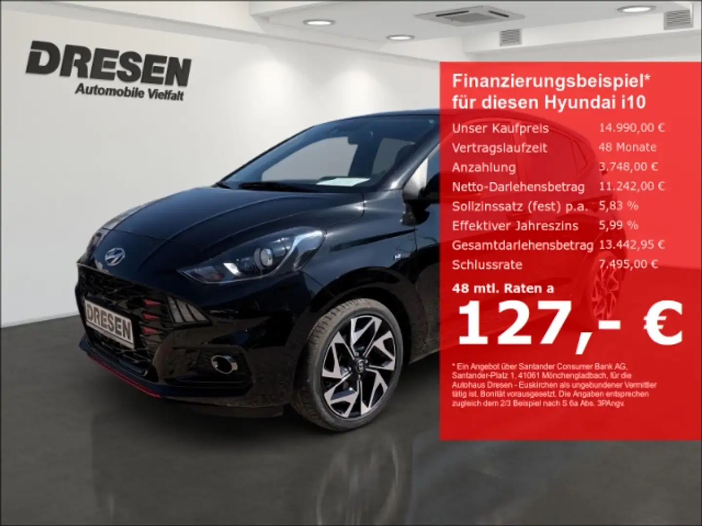 Hyundai i10 1.0 N-Line 100 PS El. Aussenspiegel, El. Fensterhe Negro - 1