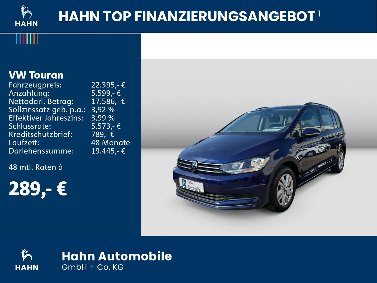 Volkswagen Touran 2.0TDI Comfortline ACC Navi SHZ PDC Blau - 2