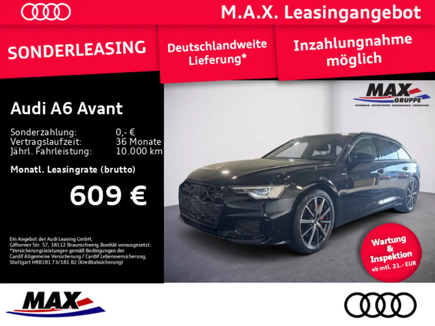 Audi A6 S line 55 TFSI e quattro *0,5%-VERST*+A Schwarz - 1