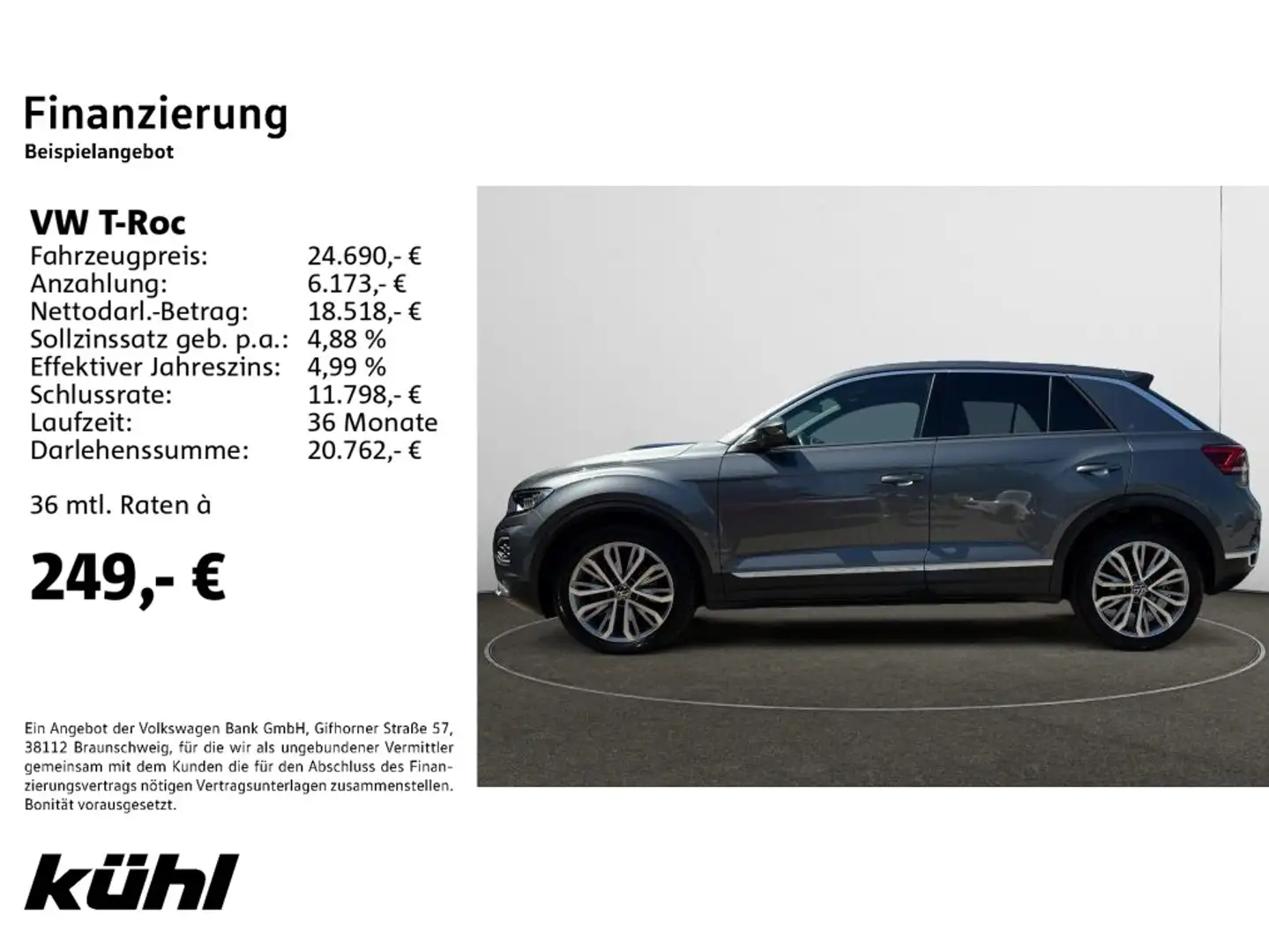 Volkswagen T-Roc 2.0 TDI DSG Sport Navi,AHK,LM18,LED Gris - 2
