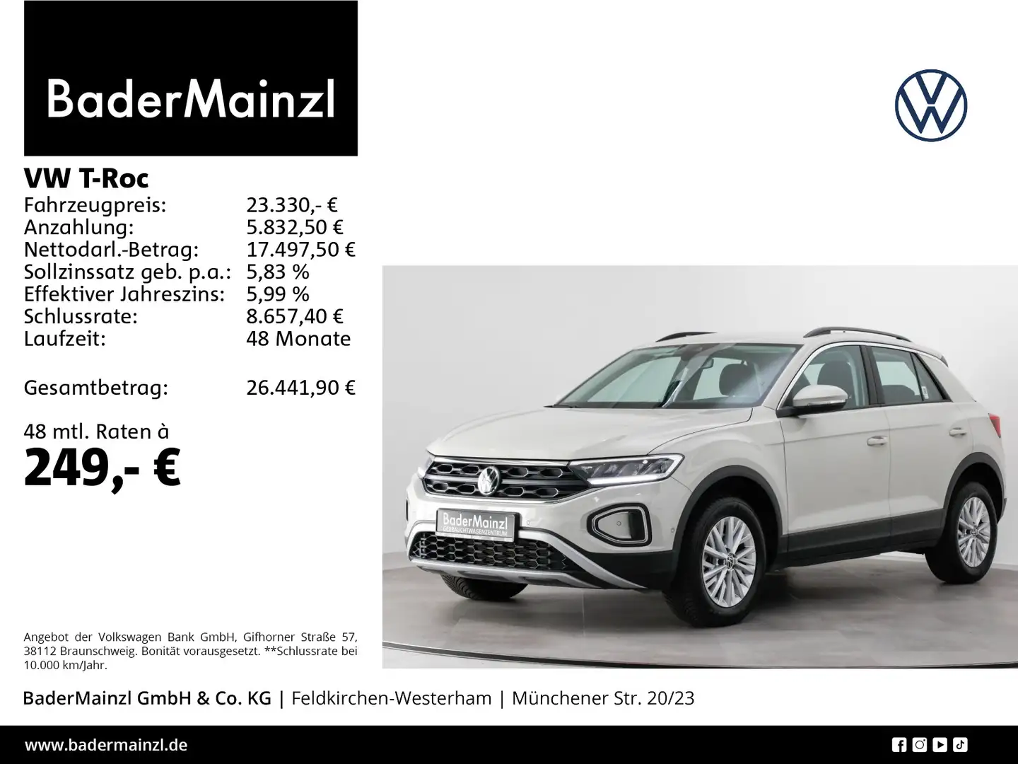 Volkswagen T-Roc T-ROC 1.0 TSI Life SHZ CarPlay Virtual Klima Grau - 1