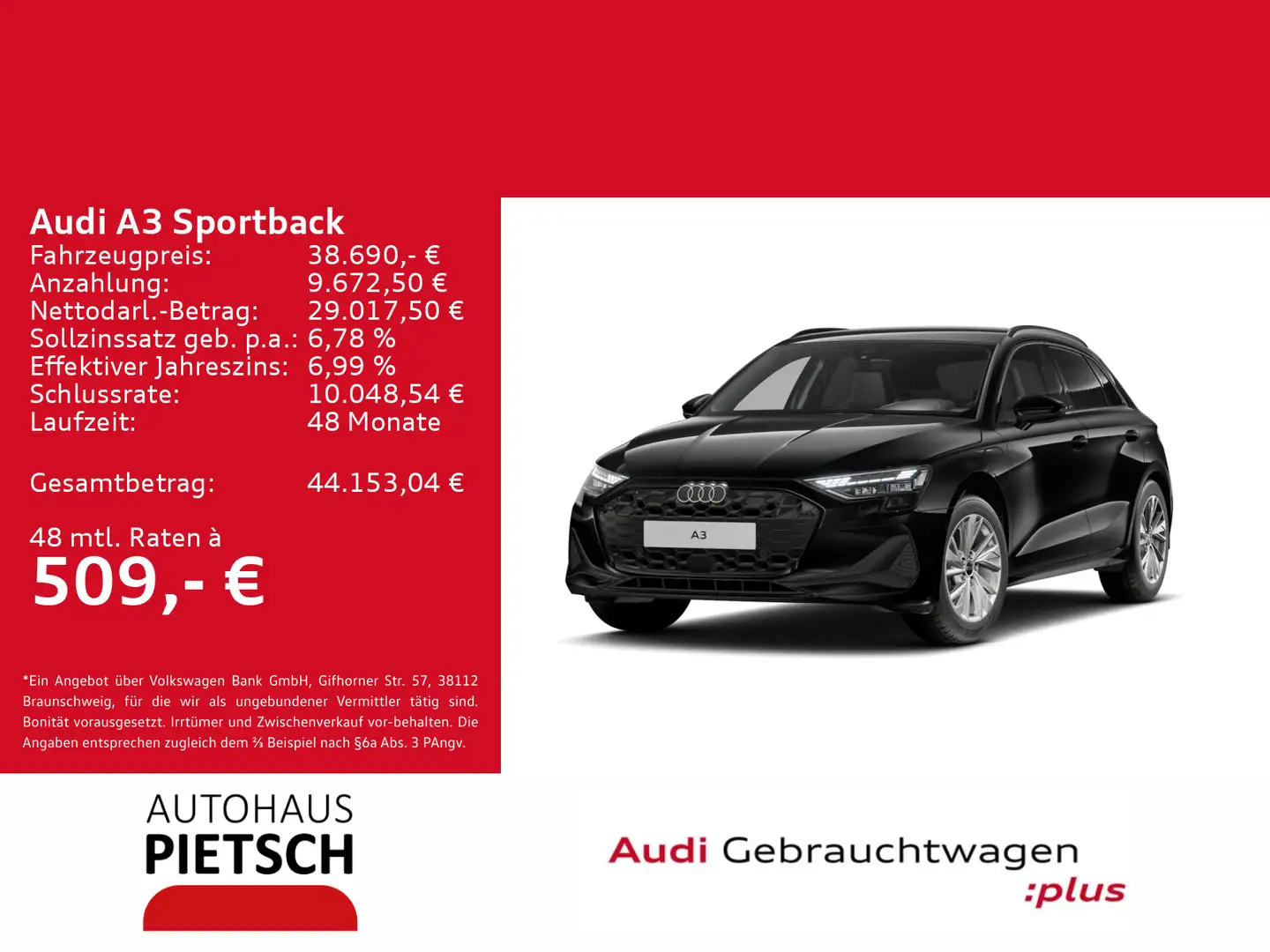 Audi A3 40 TFSIe S tronic Schwarz - 1
