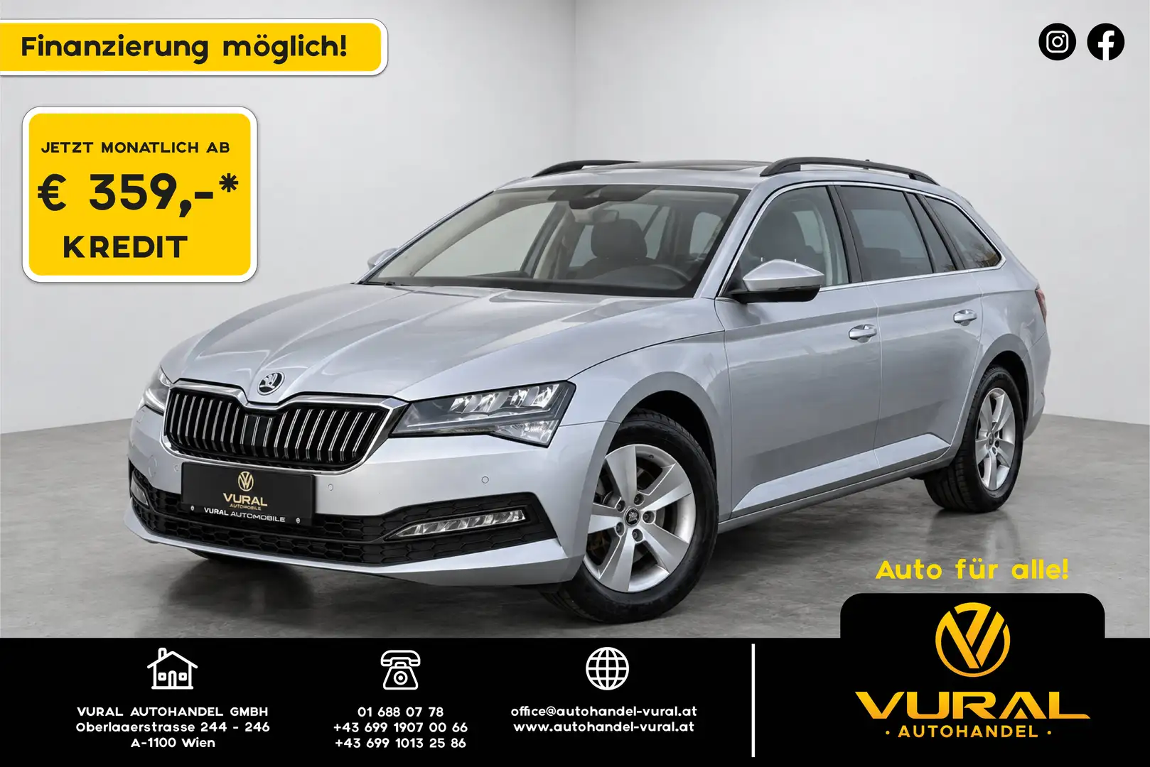 Skoda Superb 2.0 TDI DSG Kombi | Anhängerkupplung | ACC | Spurhalteassistent (Lane Assist) | Grau - 1