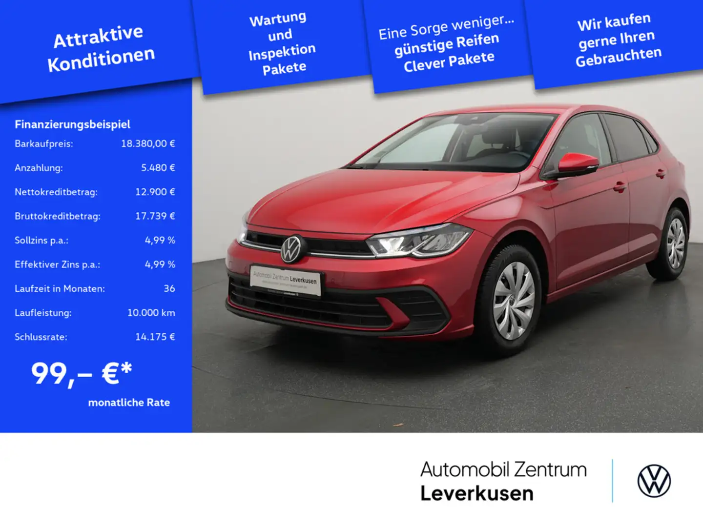Volkswagen Polo Life NAVI VIRT ACC SHZ CARPLAY LED PDC Rot - 1