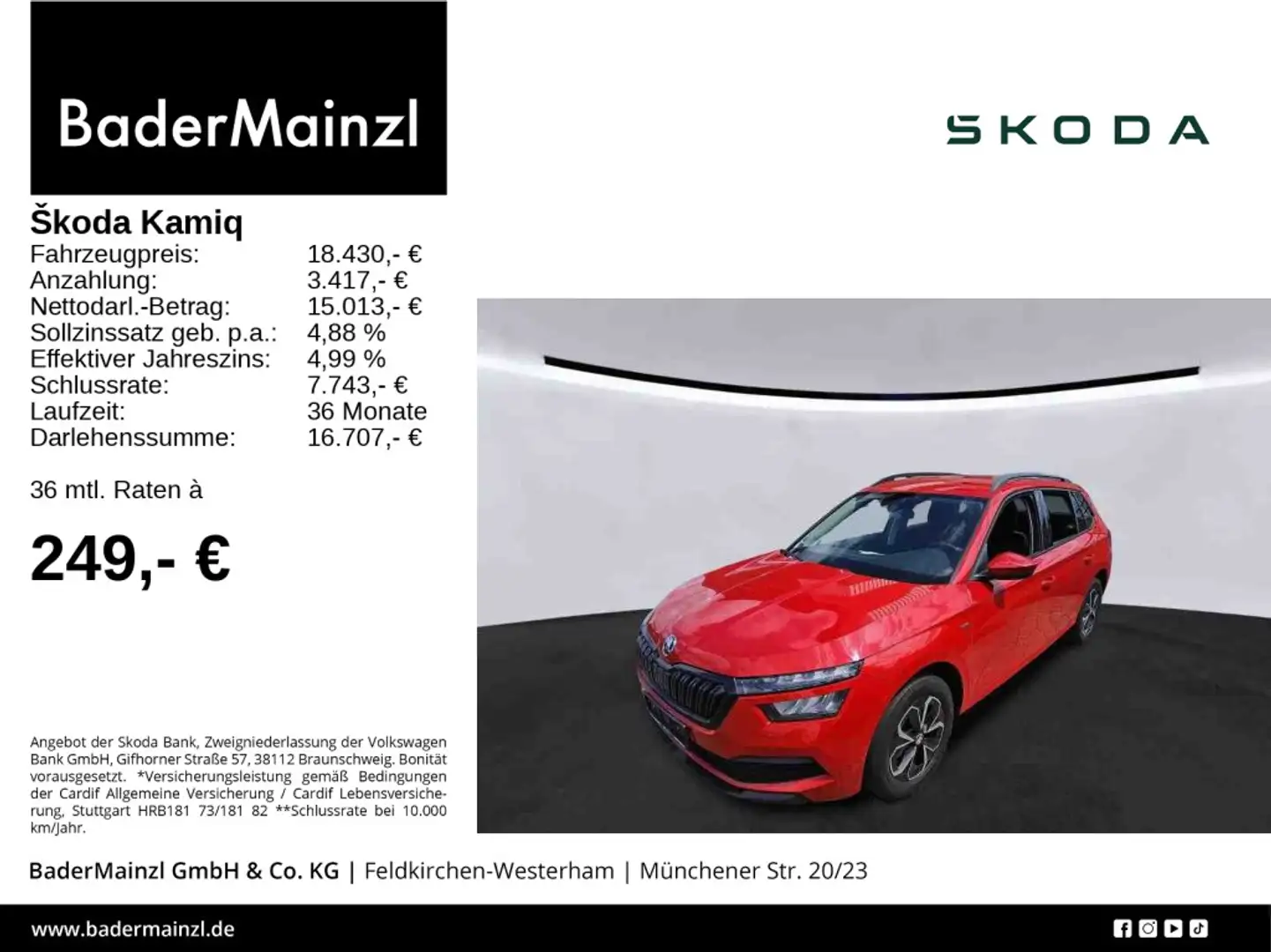 Skoda Kamiq 1.0 TSI Drive AHK PDC SHZ LED Carplay Rot - 1