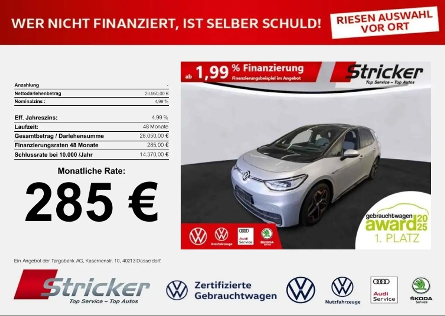 Volkswagen ID.3 Pro S 150/77 285,-ohne Anzahlung Kamera ACC Pumpe Silber - 1