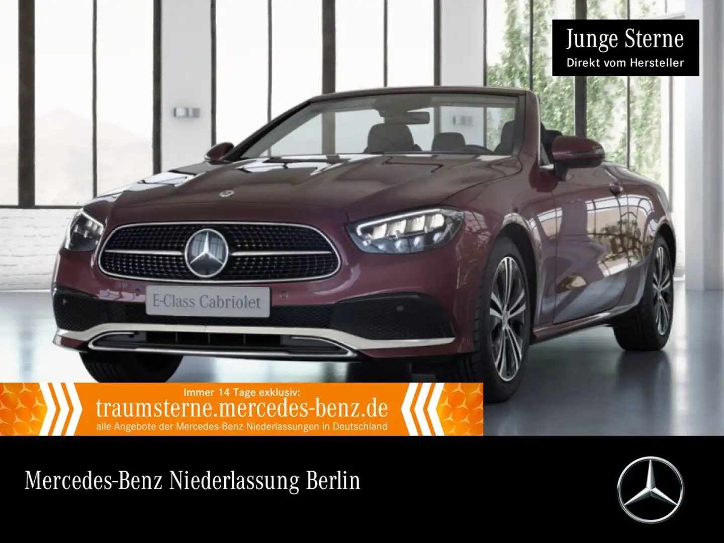 Mercedes-Benz E 200 Cabrio AVANTG+AHK+LED+FAHRASS+BURMESTER+9G Rot - 1