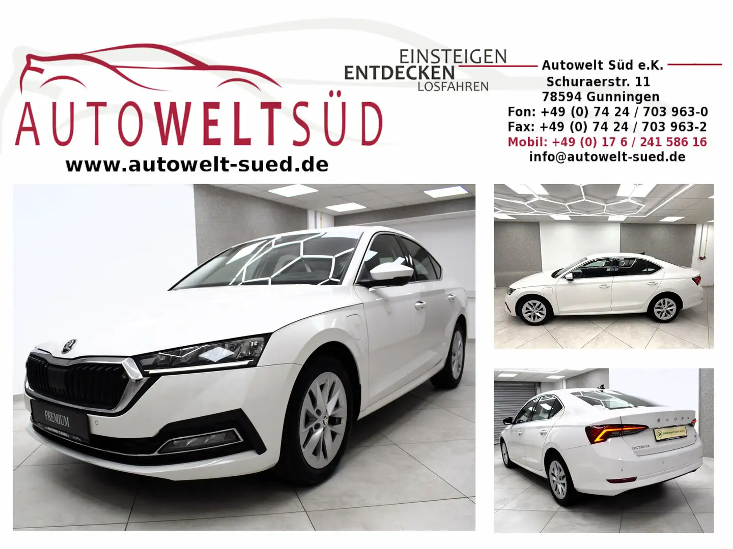 Skoda Octavia iV Limousine 1.4 TSI eHybrid Style Mem Rcam HUD AC Blanc - 1