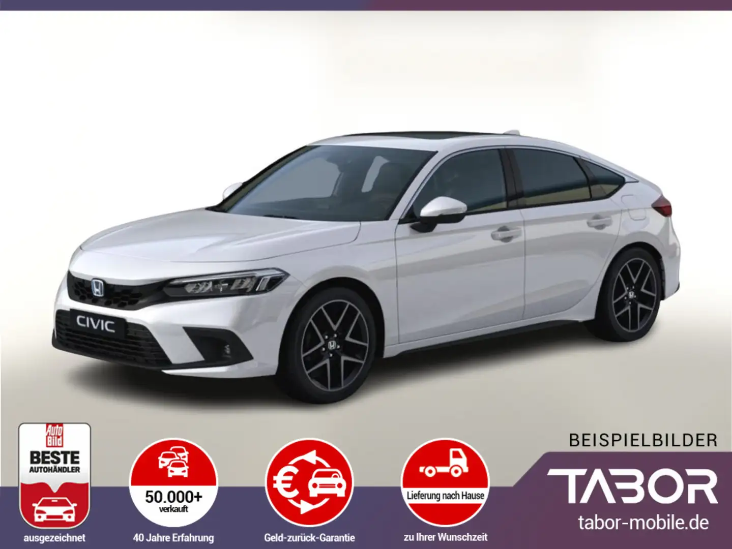 Honda Civic 184 CVT Advance Nav Leder Pano Bose SHZ Weiß - 1