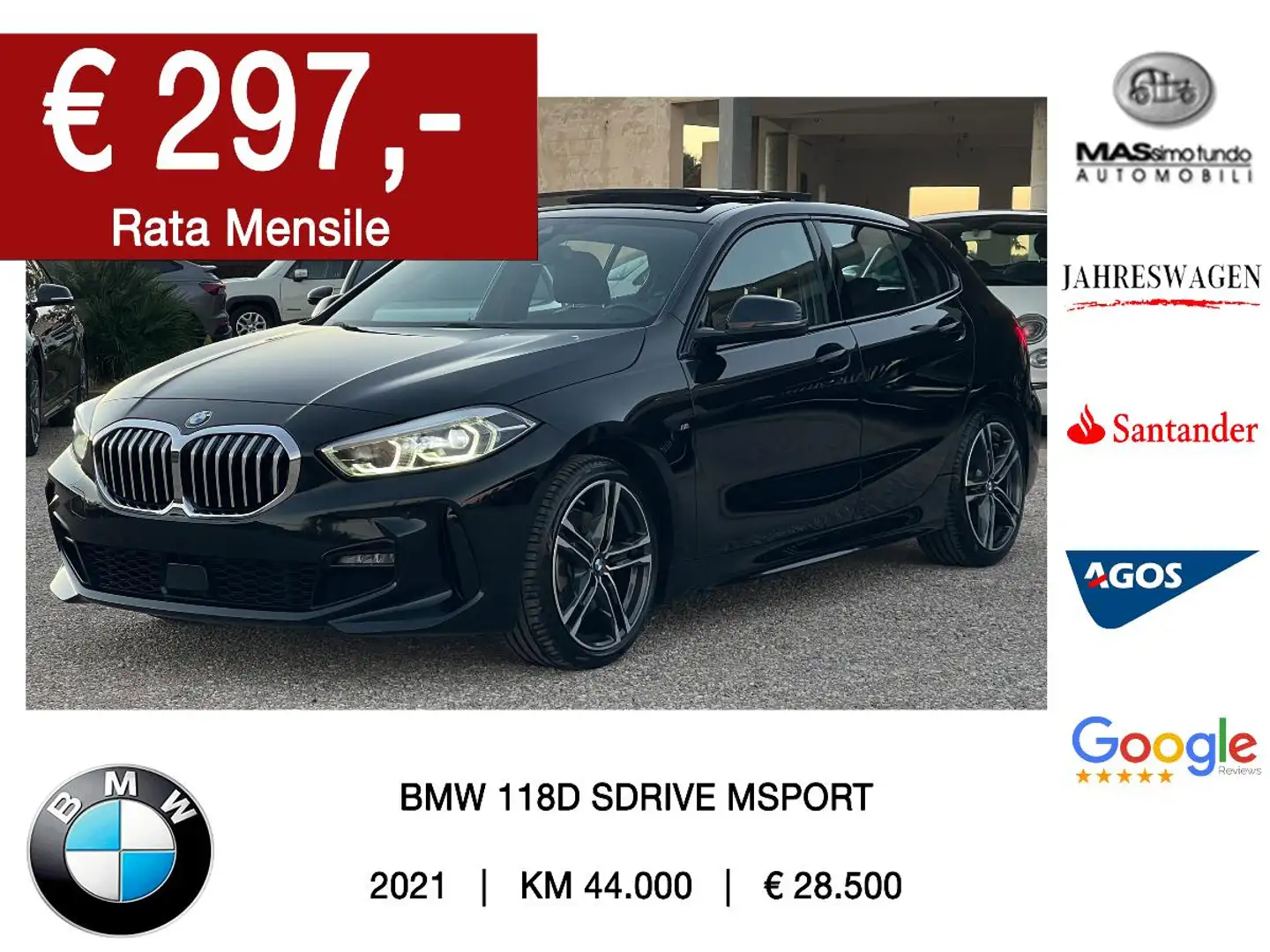 BMW 118 d 5p. M Sport Zwart - 1