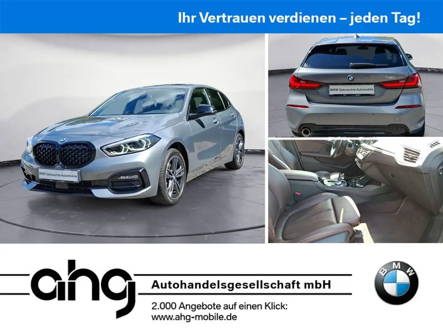 BMW 118 i 5-Türer Glasdach NAVI Leder Klimaaut. Grau - 1