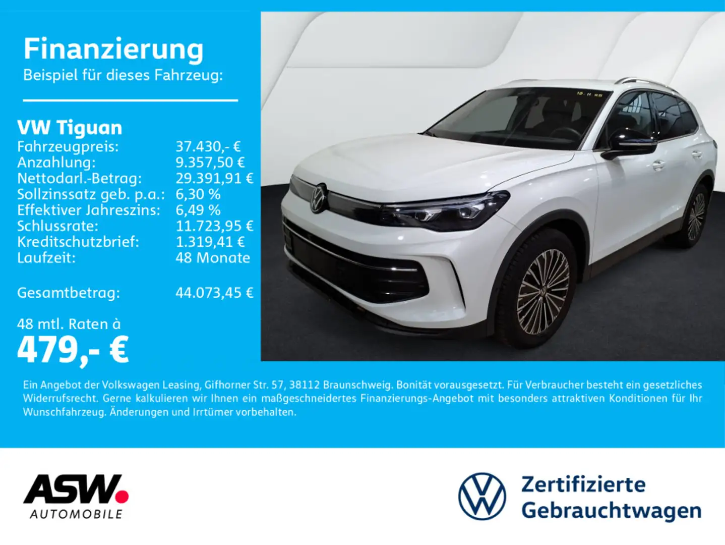 Volkswagen Tiguan Goal 2.0TDI DSG LED Navi 360° HUD SHZ AHK Weiß - 1