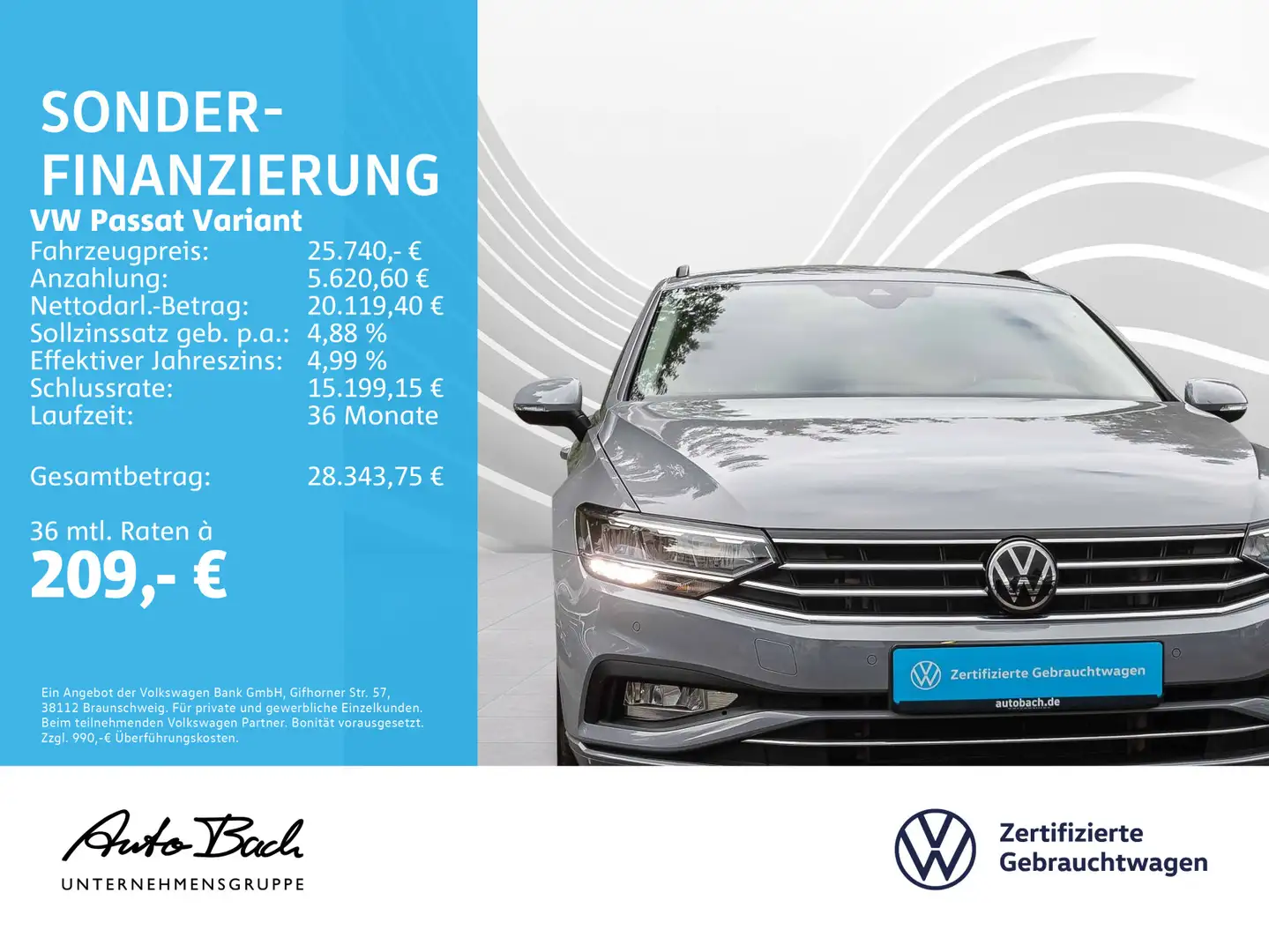 Volkswagen Passat Variant 1.5 TSI DSG Business, Navi, LED, Grau - 2