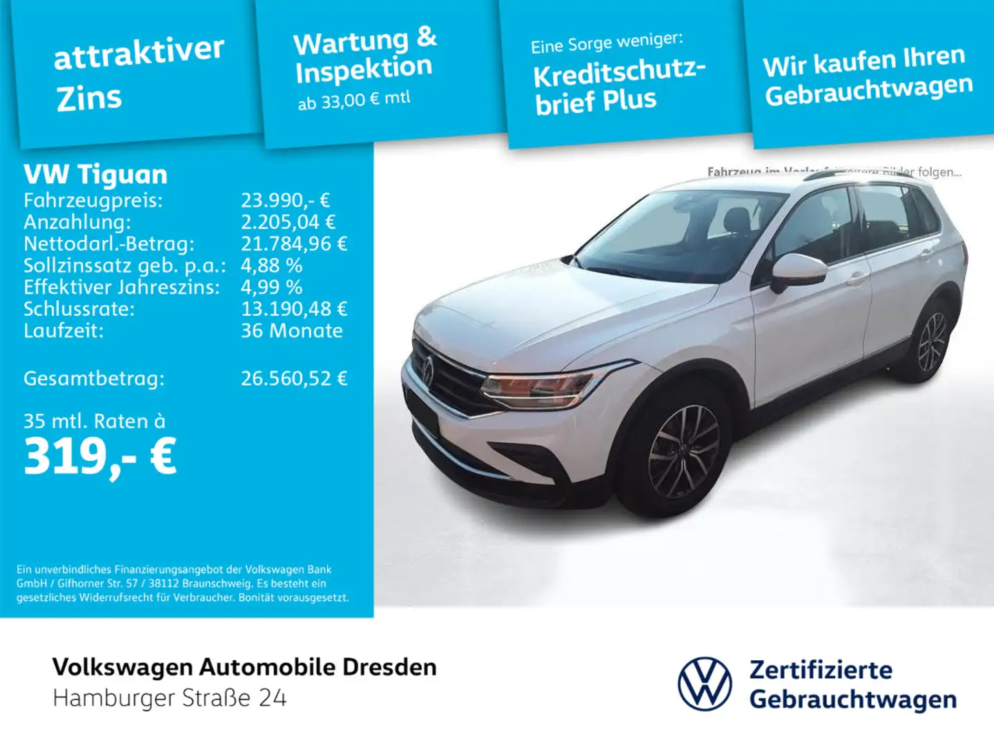 Volkswagen Tiguan 1.5 TSI LED APP ACC PDC KEYLESS Weiß - 1