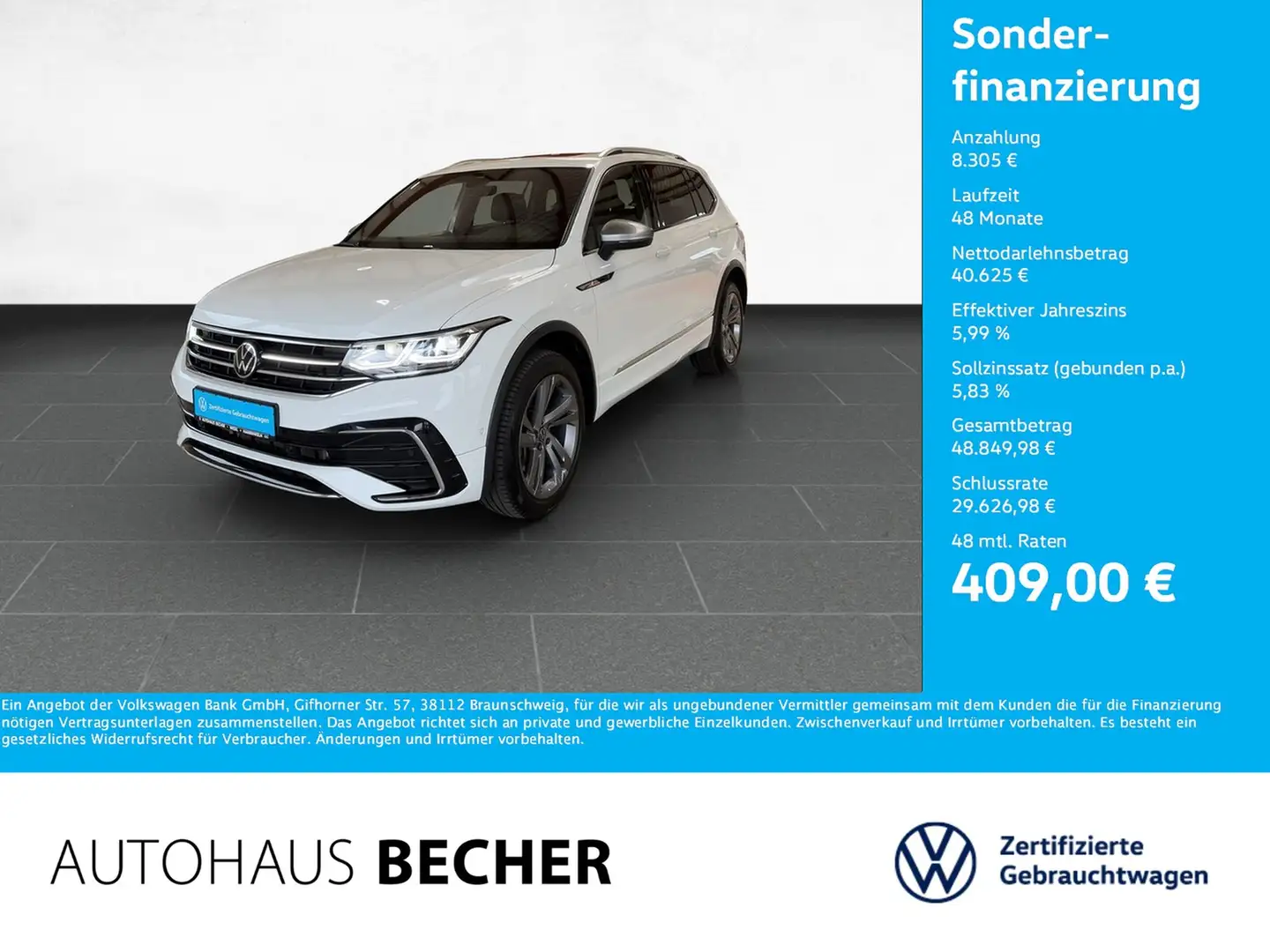 Volkswagen Tiguan Allspace R Line 4M 2.0 TDI DSG /AHK/Navi Weiß - 1