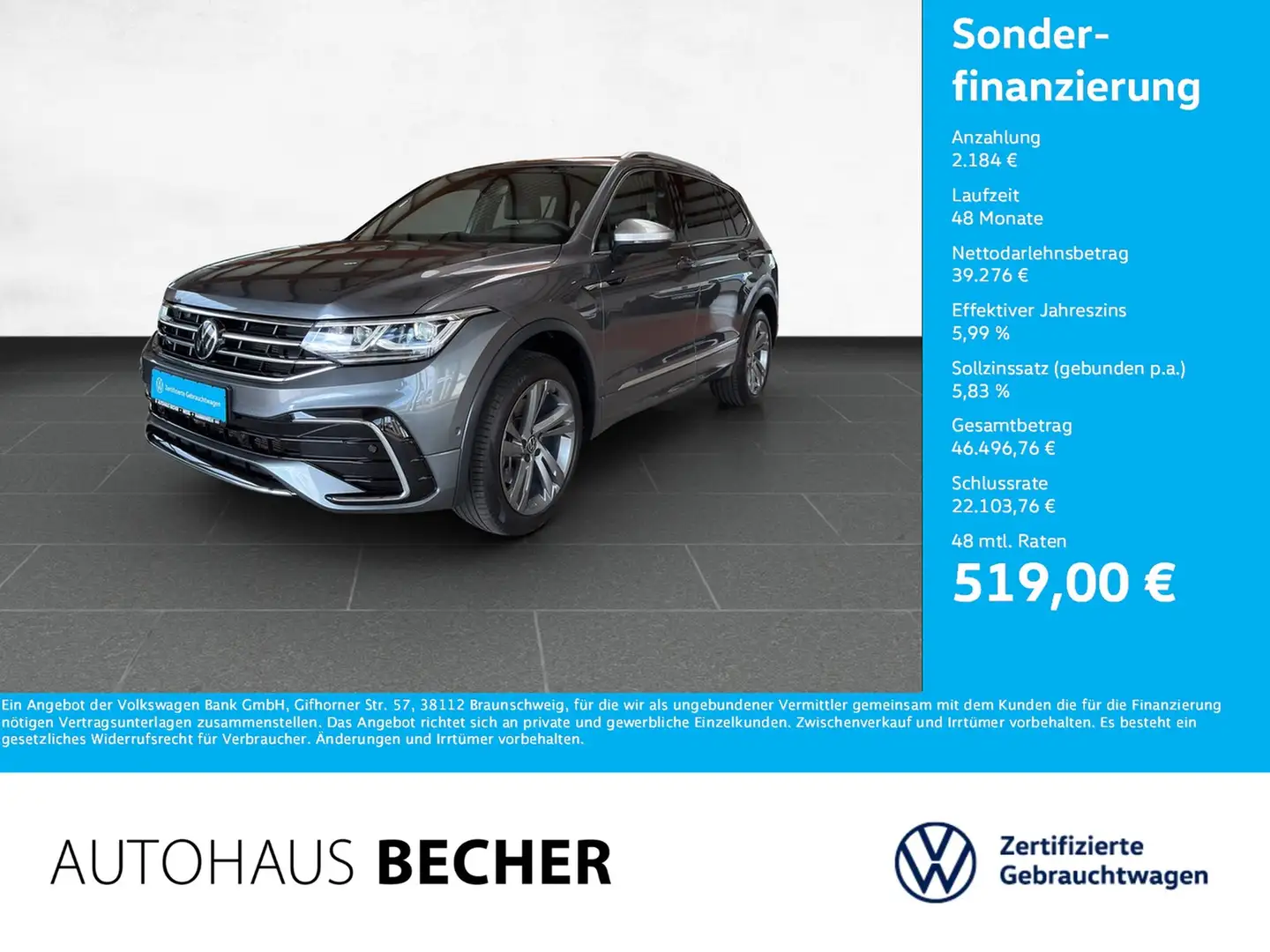 Volkswagen Tiguan Allspace R Line 2.0 TDI 4MOTION DSG /AHK Grau - 1