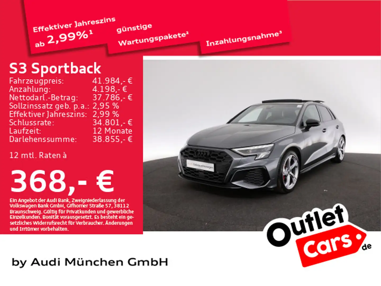 Audi S3 TFSI S tronic Pano/ACC/B&O/PDC+ Grau - 1