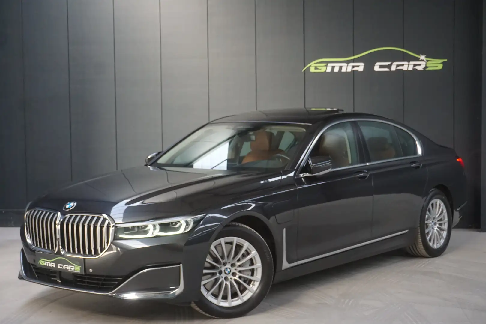 BMW 745 e Aut. Nav-Airco-Schuifdak-Leder-360c-ACC-Garantie Grijs - 1