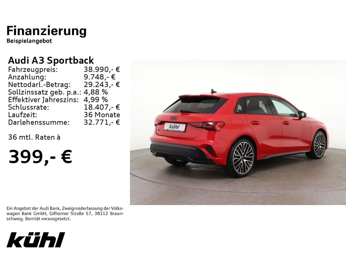 Audi A3 S line 35 TFSI S tronic 19' Matrix Piros - 2
