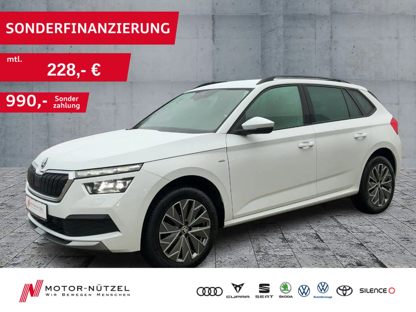 Skoda Kamiq 1.0 TSI TOUR LED+NAVI+GRA+SHZ+PDC+RFK+AHK Weiß - 1