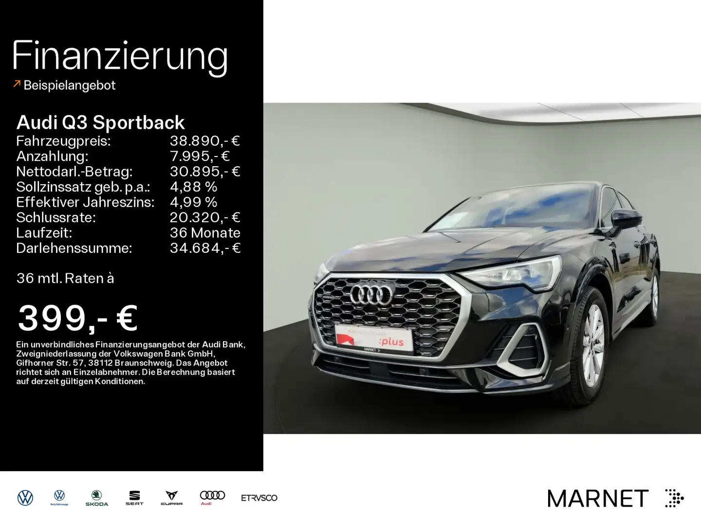 Audi Q3 40 TDI quattro S line*Navi*Alu*SONO Schwarz - 1