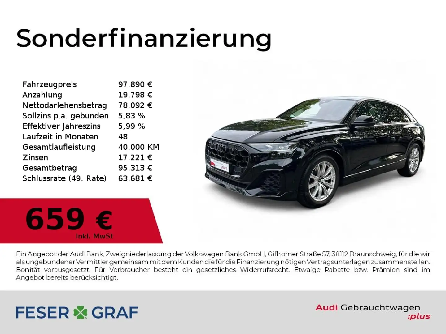 Audi SQ8 4.0 TFSI quattro B&O/Pano/HUD/AHK/Standhzg. Schwarz - 1