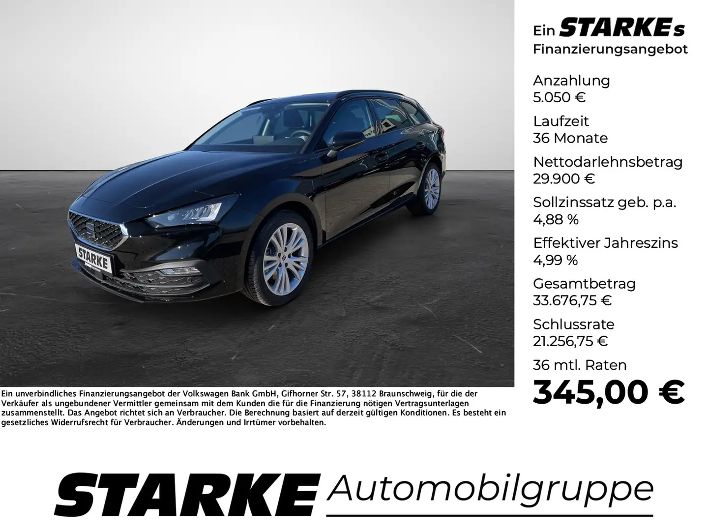 SEAT Leon Sportstourer Style 2.0 TDI DSG Edition TAGESZUL... Schwarz - 1
