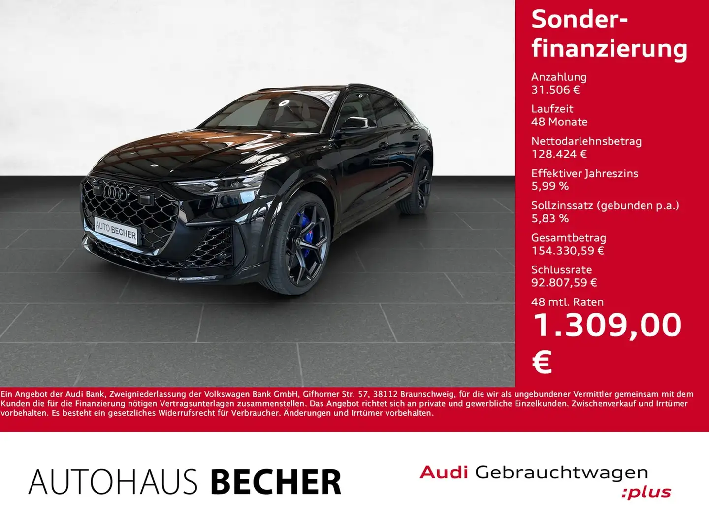 Audi RS Q8 4.0 TFSI performance quattro /AHK/Pano/Navi Schwarz - 1