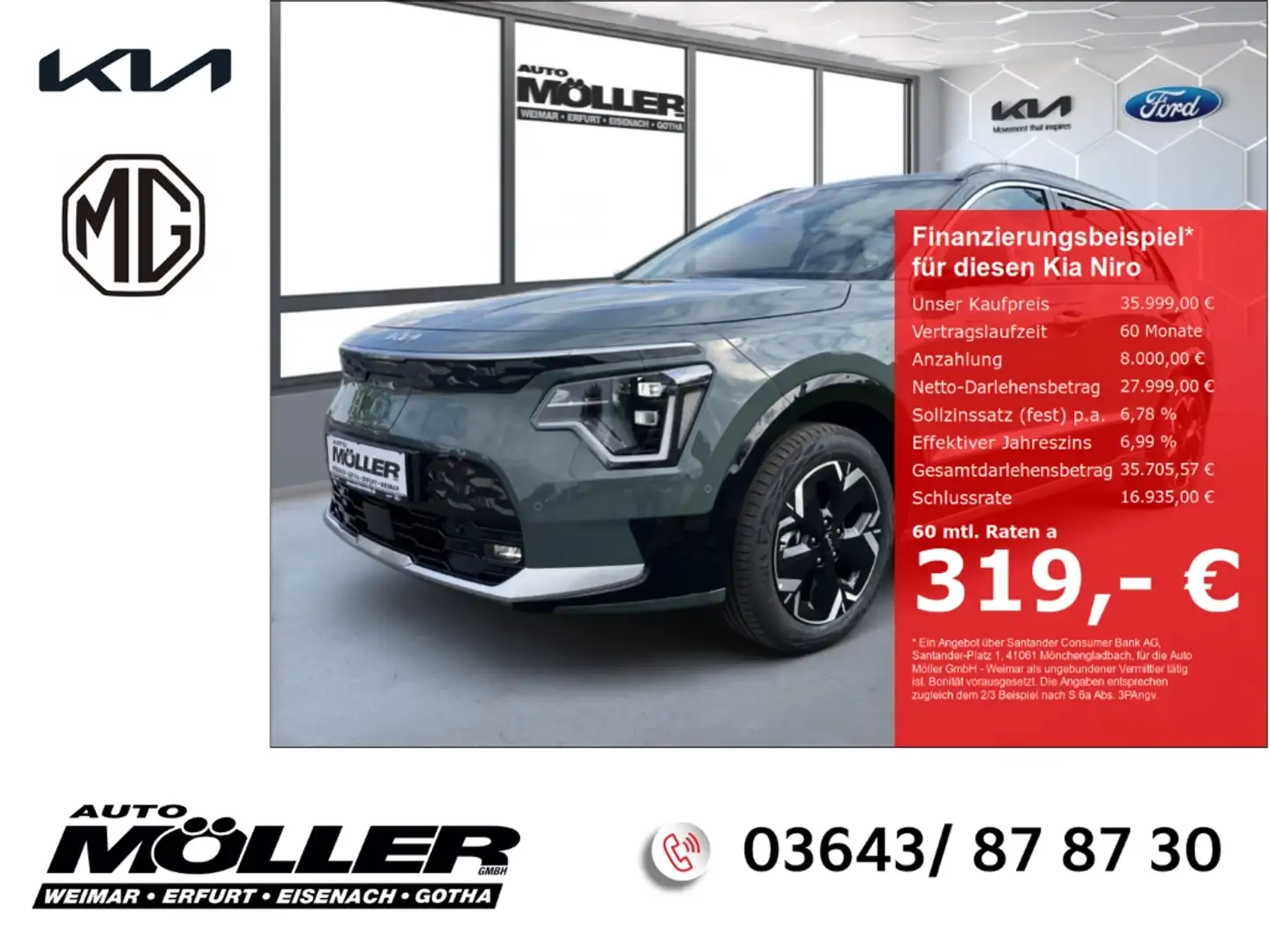 Kia Niro EV Inspiration 64,8-kWh Glasdach WP Drive Tech Rel Grün - 1