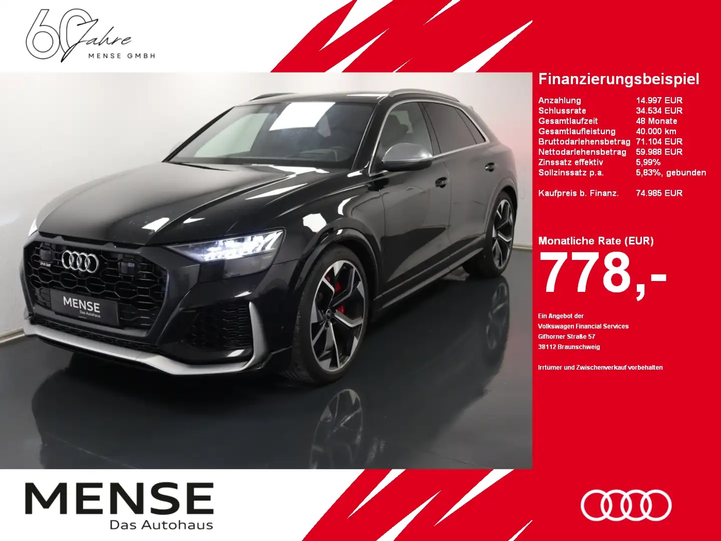 Audi RS Q8 4.0 quattro TFSI Matrix|B&O|CarPlay|AHK|LM Schwarz - 1
