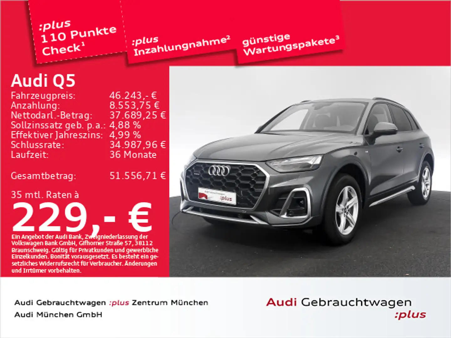 Audi Q5 40 TDI qu. S tronic S line ACC/Virtual/Navi+ Grün - 1