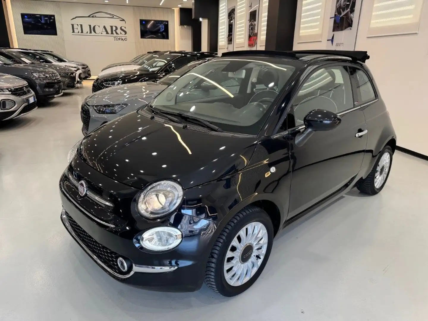 Fiat 500 1.2 Lounge Cabriolet Navigatore+Clima Automatico Nero - 1
