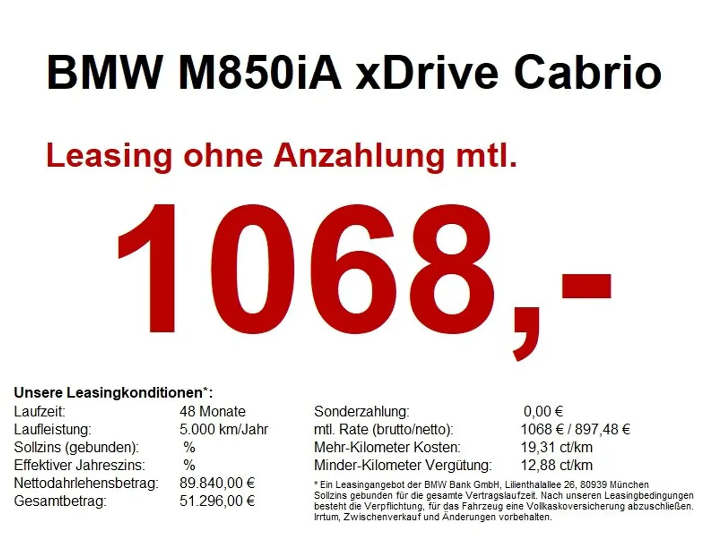 BMW M850 iA xDrive Cabrio M Paket LiveCock.Laserl.Key Blanc - 1