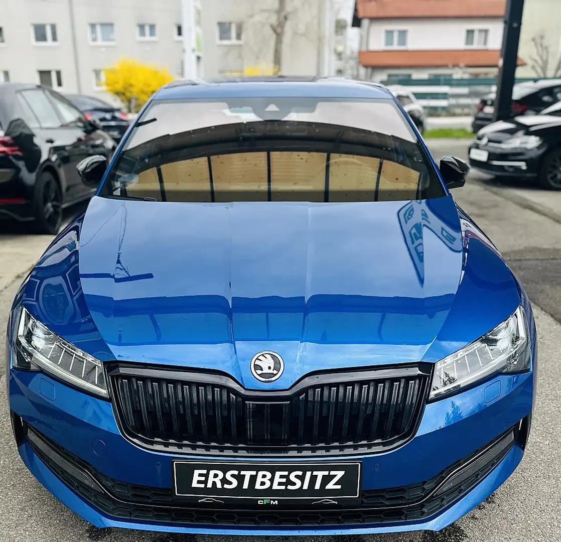 Skoda Superb 2,0 TDI Sportline DSG Bleu - 2